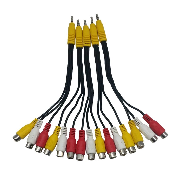 5pcs3.5 3RCA кабель 3 5 штекер на RCA разъем 4 секции гнездо Аудио Видео мм AV R L аудио|3.5 female