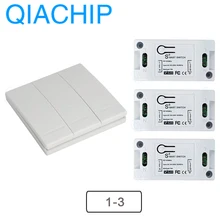QIACHIP 433Mhz Wireless Remote Control Switch AC 110V 220V RF Receiver Lamp Light LED Switches Corridor Room Wall Panel Switch qiachip wireless lights switch kit 3ch 433mhz rf remote control light switch and receiver module touch home wall light panel set