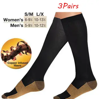 

2019 3Pairs Compression Casual Stockings 20-30mmHg Graduated Men Women Sport Stockings S-XL