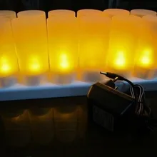 12 шт./компл. Перезаряжаемые Беспламенного светодиодный свечах флэш электронный светодиодный свет свечи Батарея работает Чай свечи лампы для вечерние