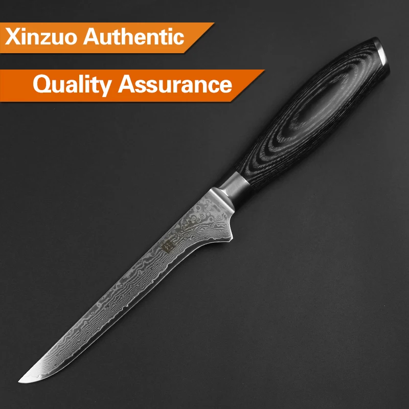 XINZUO 5 дюймов нож для скрепления рыбы Дамаск кухонные ножи из нержавеющей стали