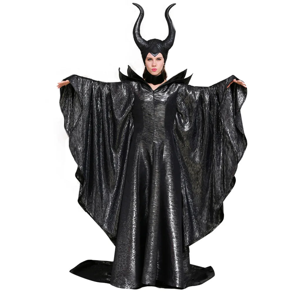 

Maleficent Cosplay Adult Meleficent Dress Costume Necklace Hat Adult Women's Halloween Carnival Party Cosplay Costume