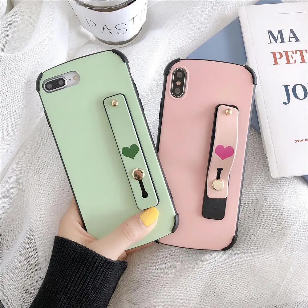 

HUANQING Fashion love stent cell phone case lFor iPhone XR XS Max 6 6S 7 7Plus 8 8Plus Protective Cover Anti-fall Phone case