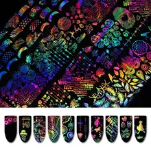 4*20 см Голографическая фольга для ногтей, лазерная Рождественская Снежинка в виде ракушки, анималистическая музыкальная наклейка для нейл-арта, переводная наклейка 8 шт./10 шт./12 шт./16 шт