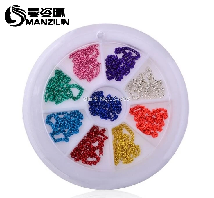 

Metal Nail Art Chain,12cm Mix Colors 3d Glitter Charm Nail Design,DIY Beauty Nail Decoration Tools