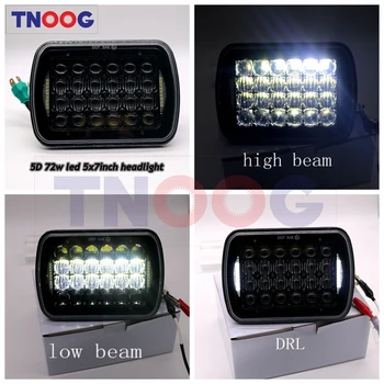 

TNOOG 5x7" Auto headlamp with DRL 5x7 Inch 6x7" high low beam square led headlight for Jeep truck 5D LED 72W