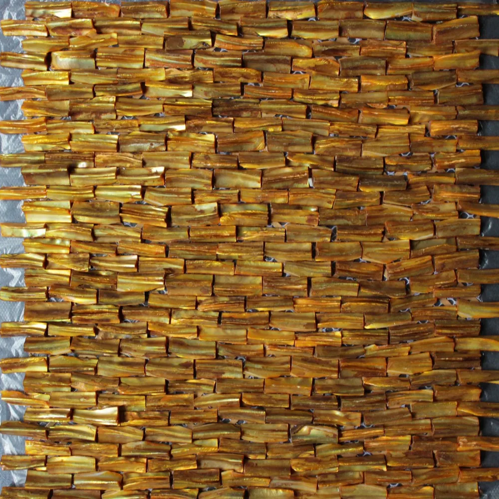 

11pcs mother of pearl 3D brick shell mosaic tiles in gold color