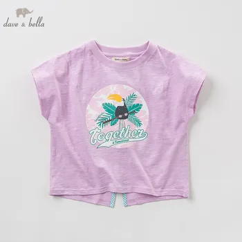 

DBK9817 dave bella summer 5Y-13Y kids clothes children cartoon T-shirt girls high quality tees