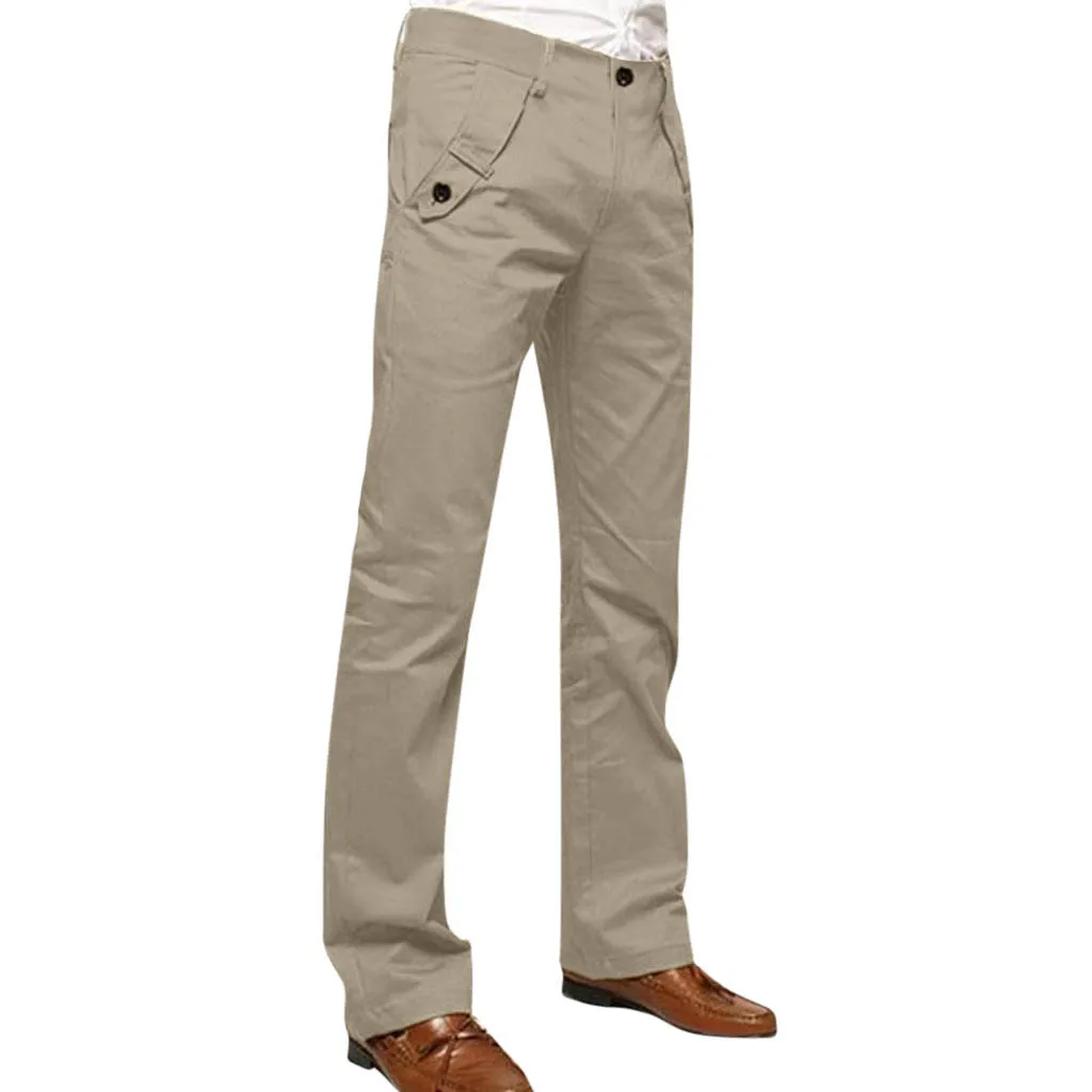 Модные мужские деловые Брюки повседневные Прямые облегающие узкие прямые брюки с карманами на молнии 7,11