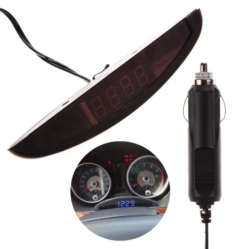 VODOOL Automobile Clock Car Luminous LED Digital Auto Clock Electronic Clock with 12V LED Digital Thermometer Voltmeter Car