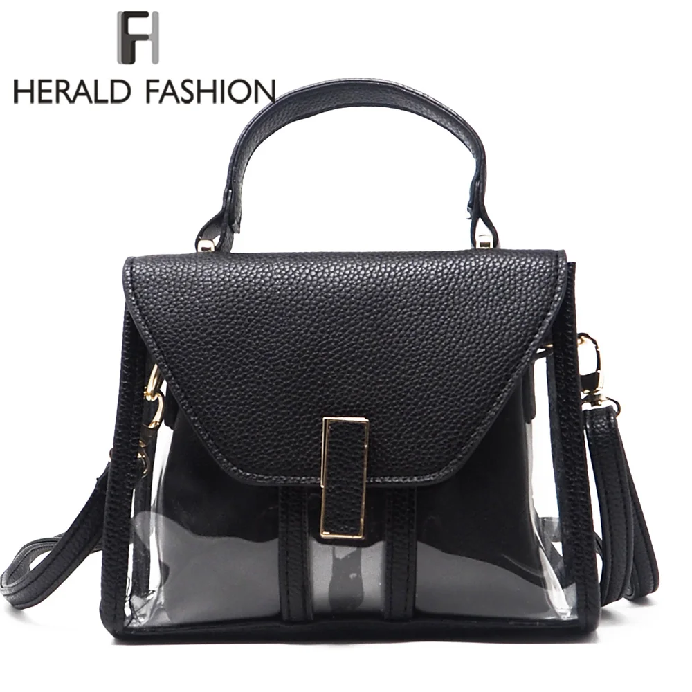 

Herald Fashion Transparent Women Handbag 2pcs Clear Summer Beach Composite Bag Female Shoulder Bags Lady's Messenger Bag Bolsa