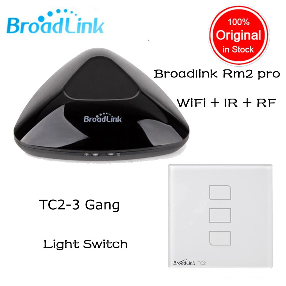 

Broadlink RM2 RM Pro + Broadlink TC2 3 gang Smart Switch Home Automation WiFi Controlled IR & RF Remote Center for ios Android