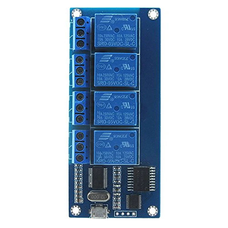 

micro usb relay module 5v 4 channel relay module, relay control panel with indicator 4 way relay output usb interface