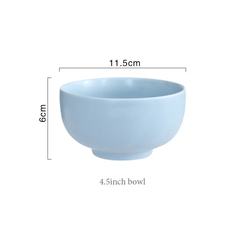 KINGLANG скандинавские синие белые цвета матовая посуда набор Керамическая пиала для риса салатные тарелки простые бытовые блюда - Цвет: 10