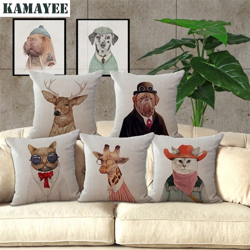 Sarung Bantal Alpaca Koala Jerapah Hewan Sarung Bantal Kucing Biru