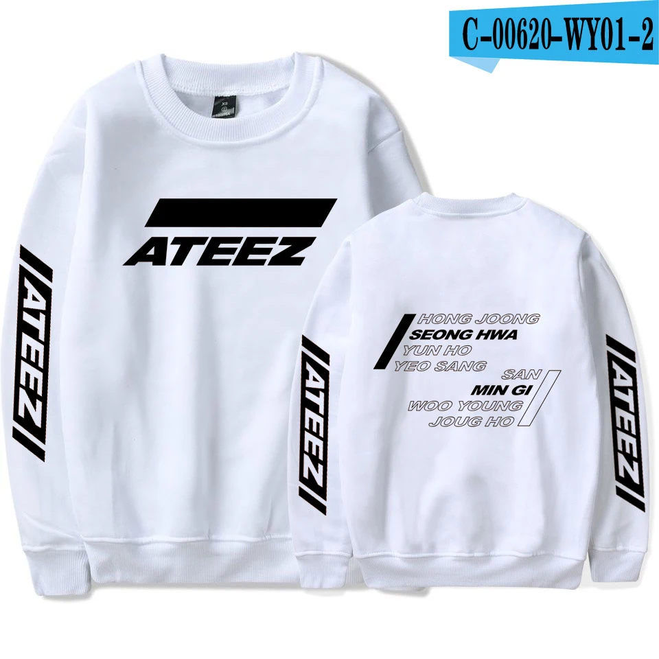 ATEEZ Женская и мужская повседневная одежда горячая Распродажа монолитные толстовки с длинными рукавами толстовки с принтом Kpops плюс размер 4XL - Цвет: WY01-2