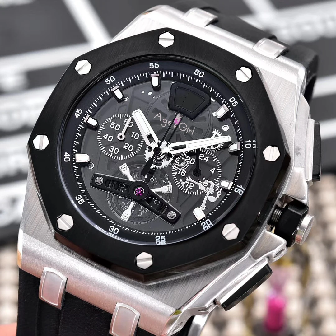 

Luxury Brand New Men Watch Quartz Chronograph Stopwatch Sapphire Stainless Steel Silver Black Rubber Luminous Sport Watches AAA+