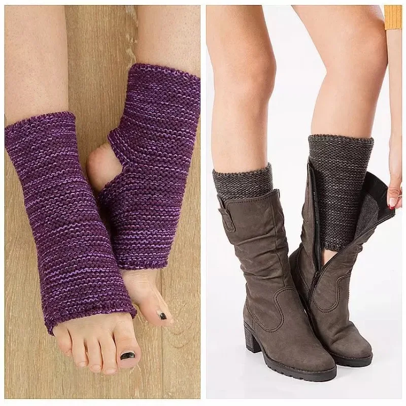 Buy Ubetoku Women's knitted striped leg warmers keep