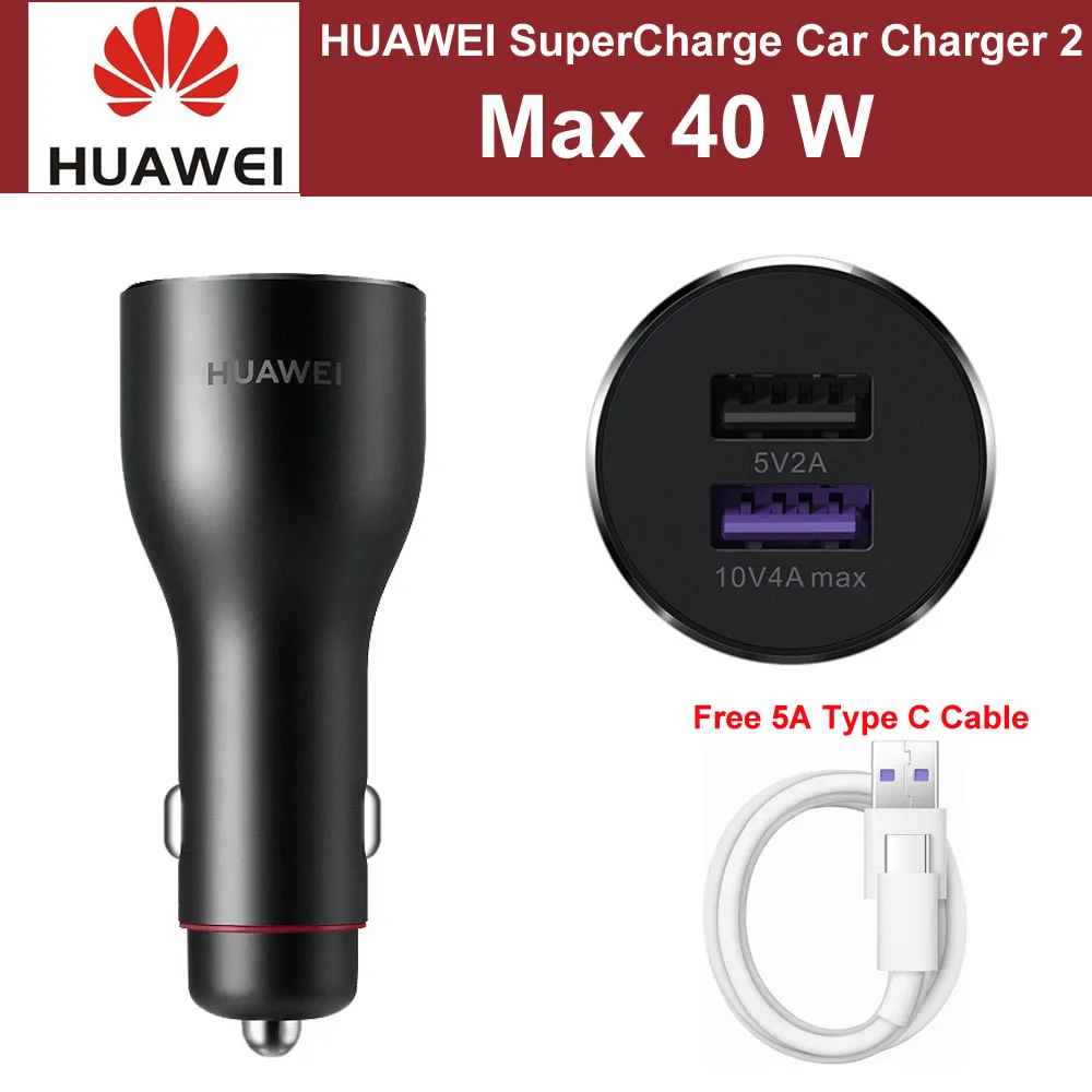 

HUAWEI SuperCharger Car Charger 10V 4A 40W MAX Original For Huawei Mate 20 Pro X RS 10 9 P20 P10 Pro Super Charge Quick Charge