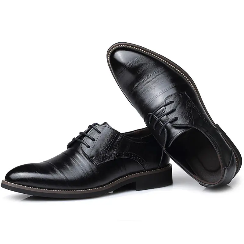 Genuine Leather Men's Dress Shoes British Style Fashion Lace Up Shoes Formal Oxford Classic Gentleman Shoes Plus Size 37-47