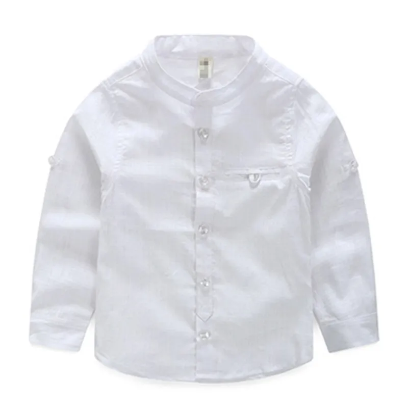 

Toddler boy shirt long sleeve woven cotton 100% LS151202A solid White