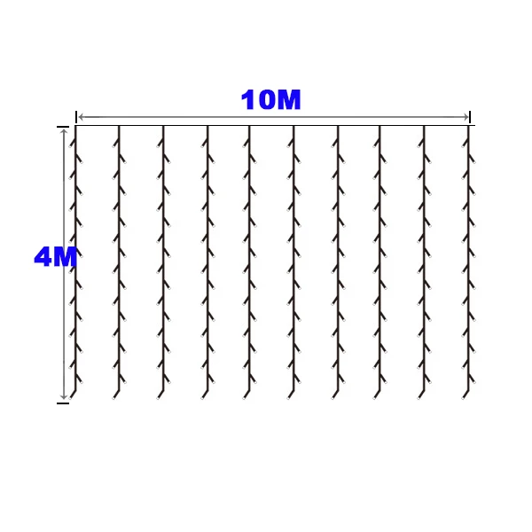 10 м x 4 м Сосулька Светодиодный занавес гирлянда Рождественские украшения Свадебные огни вечерние для дома год праздник декор Освещение - Испускаемый цвет: V