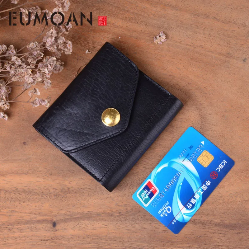

EUMOAN Retro leather men's small purse wash wrinkle effect leisure small wallet change coin head layer leather youth