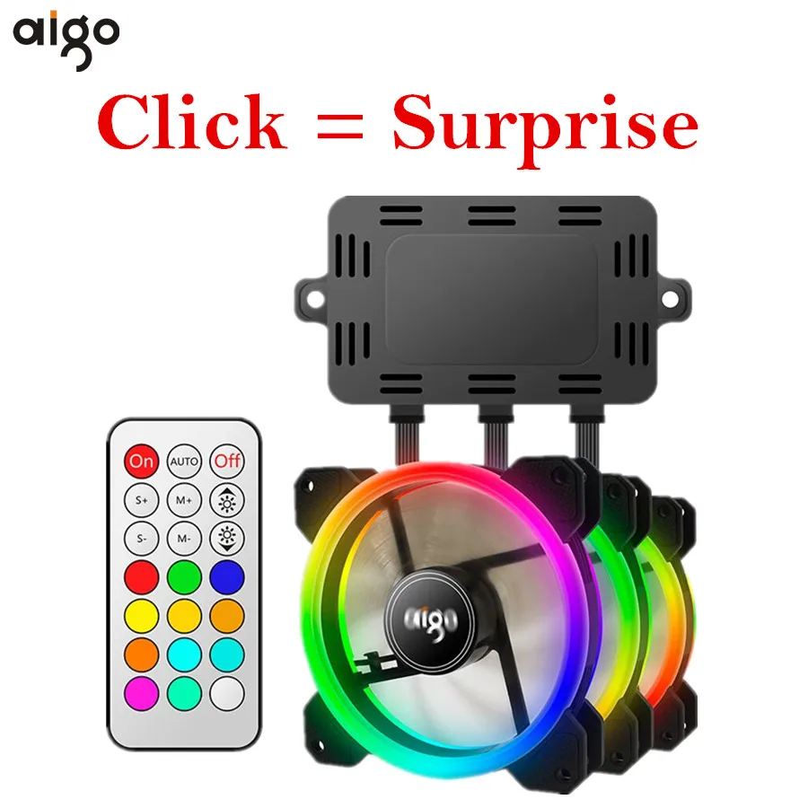 Aigo aura sync c3/c5 чехол для компьютера pc вентилятор Радиатор Вентилятор rgb Регулировка led 120 мм охладитель охлаждения тихий вентилятор беспроводной пульт дистанционного управления