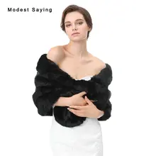 Черный искусственного меха Свадебные, платки Новое поступление года Формальные Свадебные плащ Для женщин вечерние Болеро меховые палантины теплые палантины Свадебные аксессуары