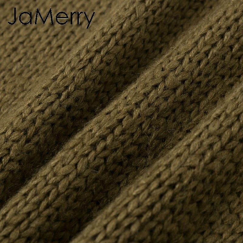 JaMerry/Винтажный вязаный свитер с высоким воротником, Женский пуловер, свитер с длинными рукавами, Повседневная Уличная зимняя водолазка