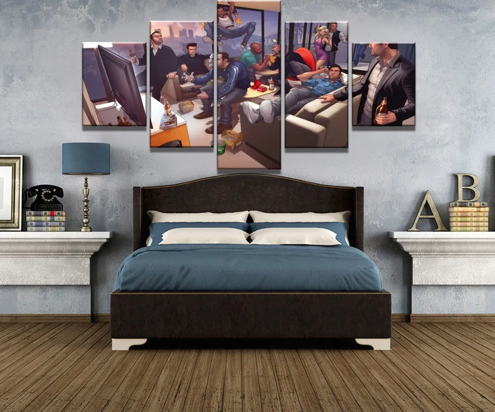 

5 Piece Canvas Art Gta V Characters Game Cuadros Decoracion Paintings on Canvas Wall Art for Home Decorations Wall Decor Artwork