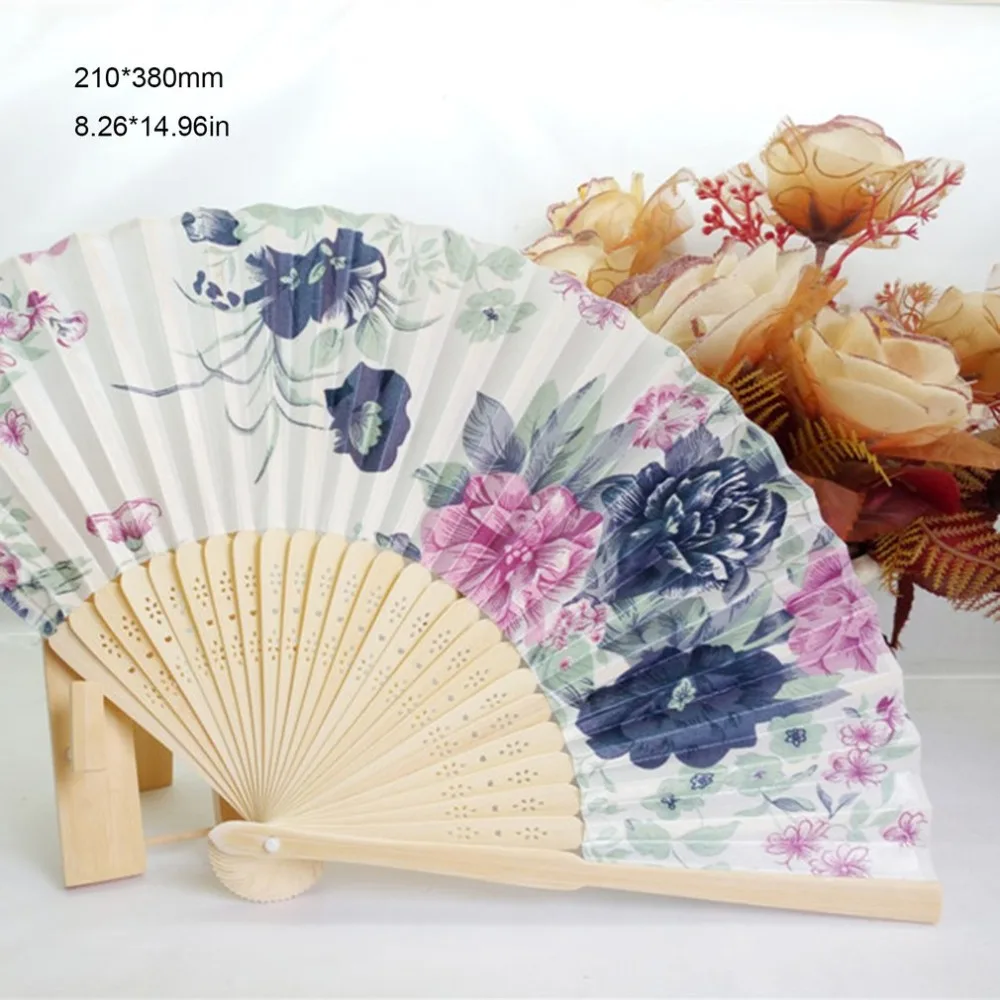 Портативный вентилятор Японский китайский стиль женский ручной складной вентилятор красивый сатиновый веер с бамбуковой рамой летний классный подарок