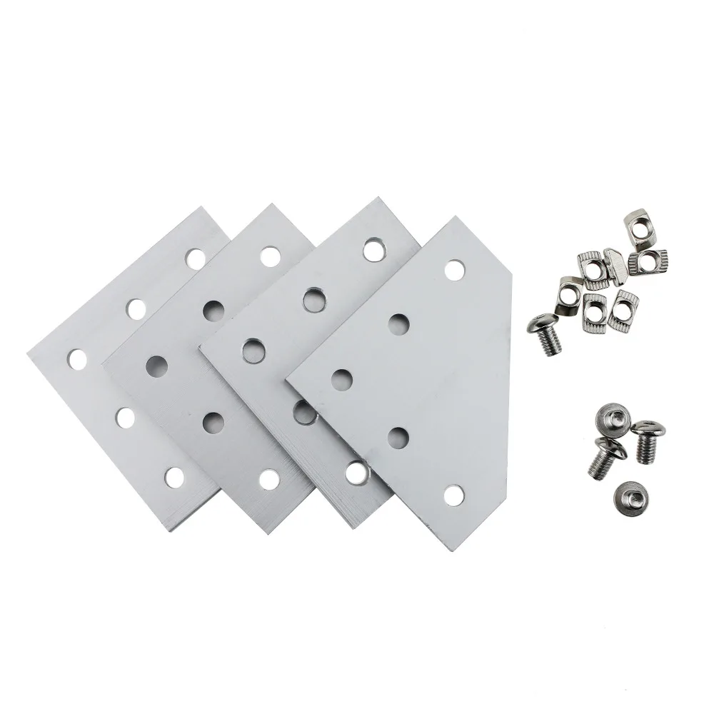 

90 Degree L Shape Outside Joining Plate 10pcs with M5 2020 Series T Nuts 50 pcs and Semi-round M5*8 head Hex screws 50pcs