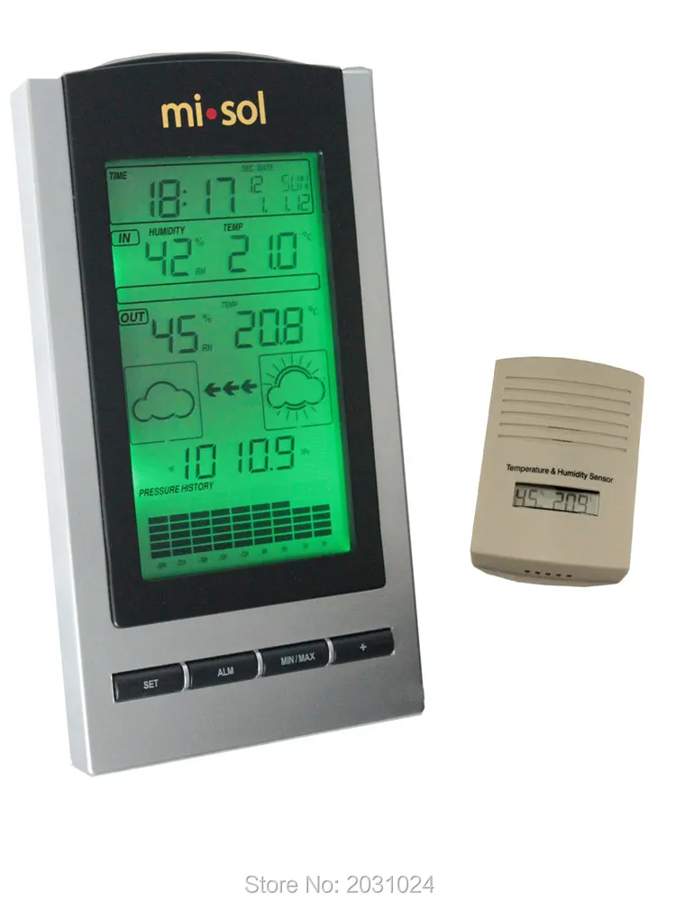 Free Shipping wireless Weather Station with Outdoor Temperature and humidity sensor LCD display Barometer