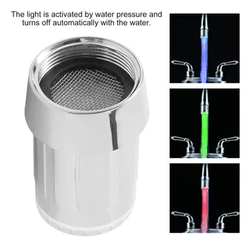 

7 Colors Unique LED Light Water Glow Faucet Tap Stainless Steel Water Tap + Faucet Diverter Valve Adapter Connector
