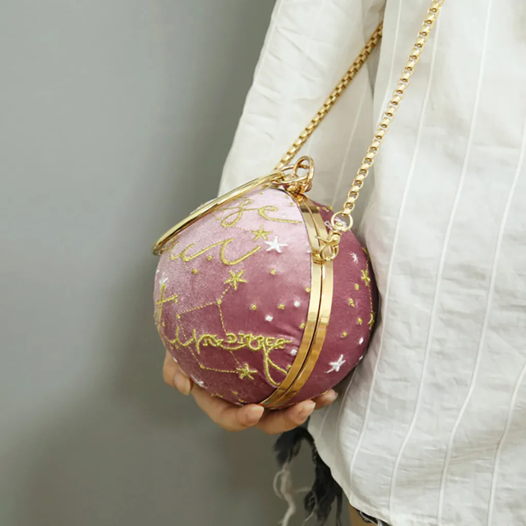 Звездное небо круговая модная Замшевая сумка на плечо ремень на цепочке женские сумки через плечо дамская сумочка женская круглая сумочка# N3