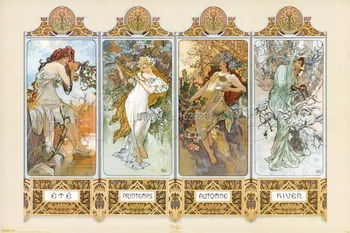 

High quality The Four Seasons Alphonse Mucha oil painting canvas Hand painted Portrait Modern Art Reproduction