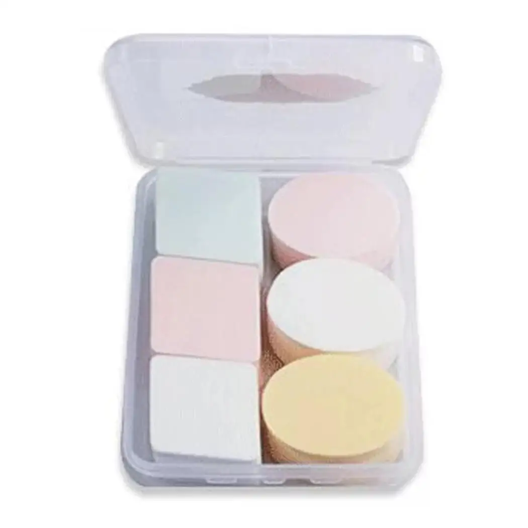 Женский многофункциональный спонж для основы пудра для макияжа лица косметический овальный, ромб слоеный пакет(6 шт