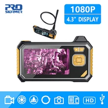 PROSTORMER 1080P HD 8 мм промышленный эндоскоп 4,3 дюймов Авто Ремонт Инспекционная камера эндоскоп литиевая батарея змеиная жесткая камера