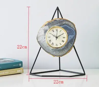 Домашний декор изделия из камня Статуэтка художественный дизайн часы металлическая полка натуральный камень роскошный Агат искусство