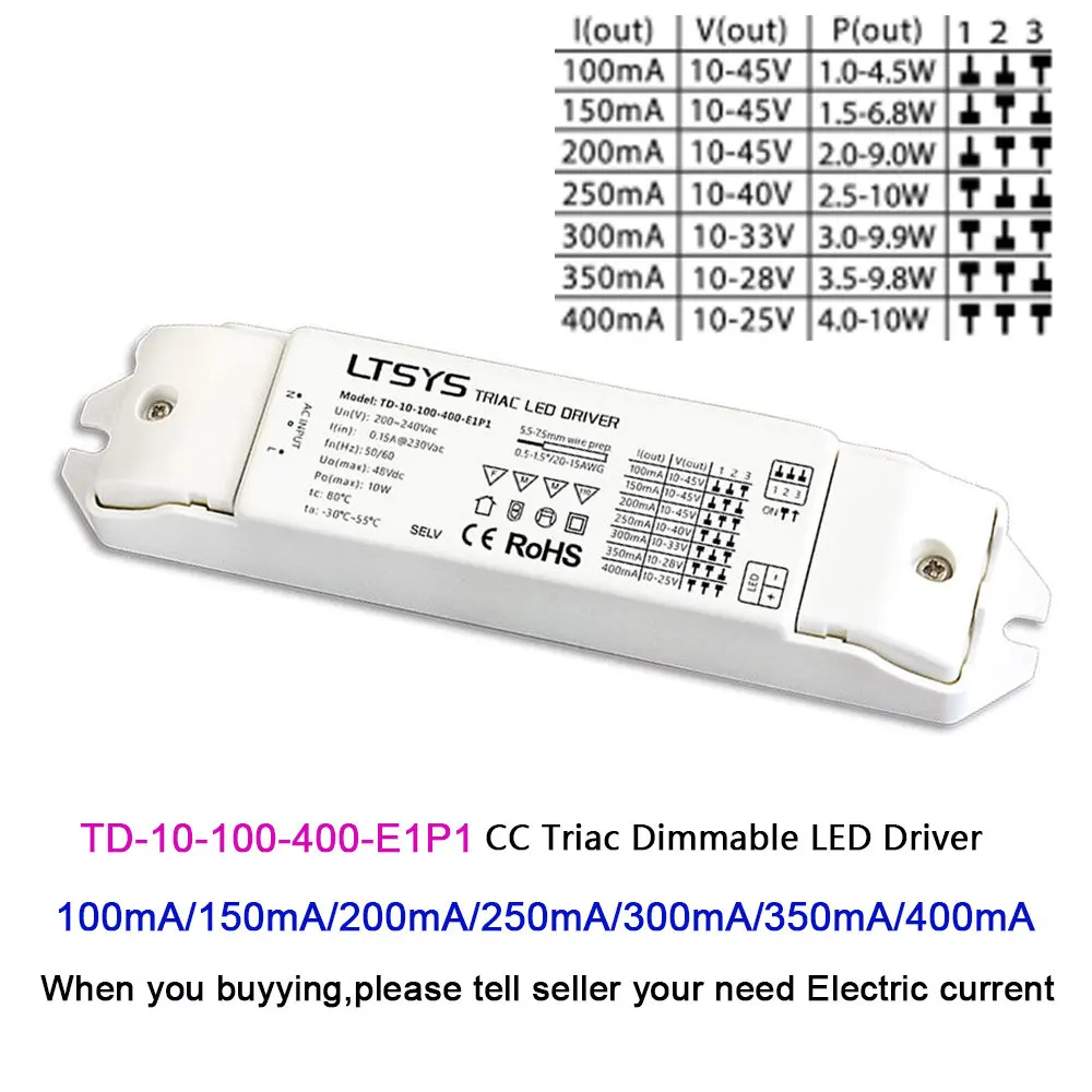 10 Вт/15 Вт/20 Вт/25 Вт/30 Вт/36 Вт/50 Вт Светодиодный источник питания, постоянный ток светодиодный диммирующий драйвер, 0/1-10 В диммирующий драйвер; светодиодный светильник для ленты - Цвет: TD-10-100-400-E1P1