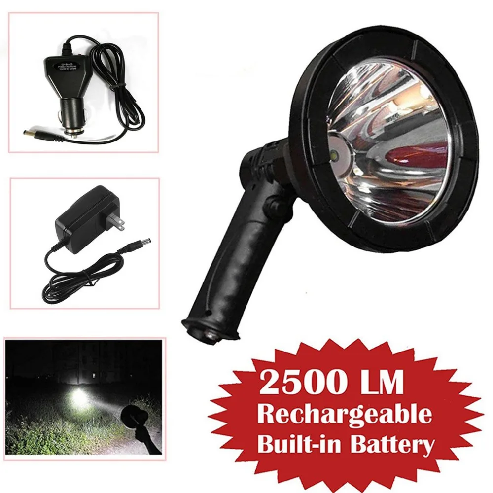 

10W 800LM 5"Handheld Spot Light Waterproof Outdoor Working Lamp Rechargeable Super Bright LED Spotlight for Hunting Fishing Camp