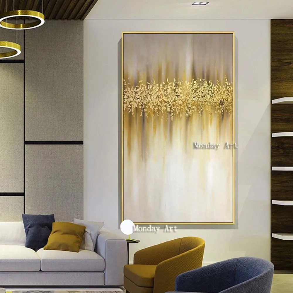 Billige Handgemalte Moderne Abstrakte leinwand Ölgemälde Abstrakte gold Öl Malerei bild Wohnzimmer dekoration wand gemälde