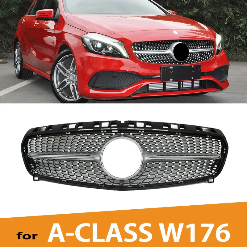 VOE Mercedes W176 ABS Diamond Style Front Racing Grill Grille for Benz A Class A180 A200 A260 A45 Silver/Black 2013-2018 | Автомобили и