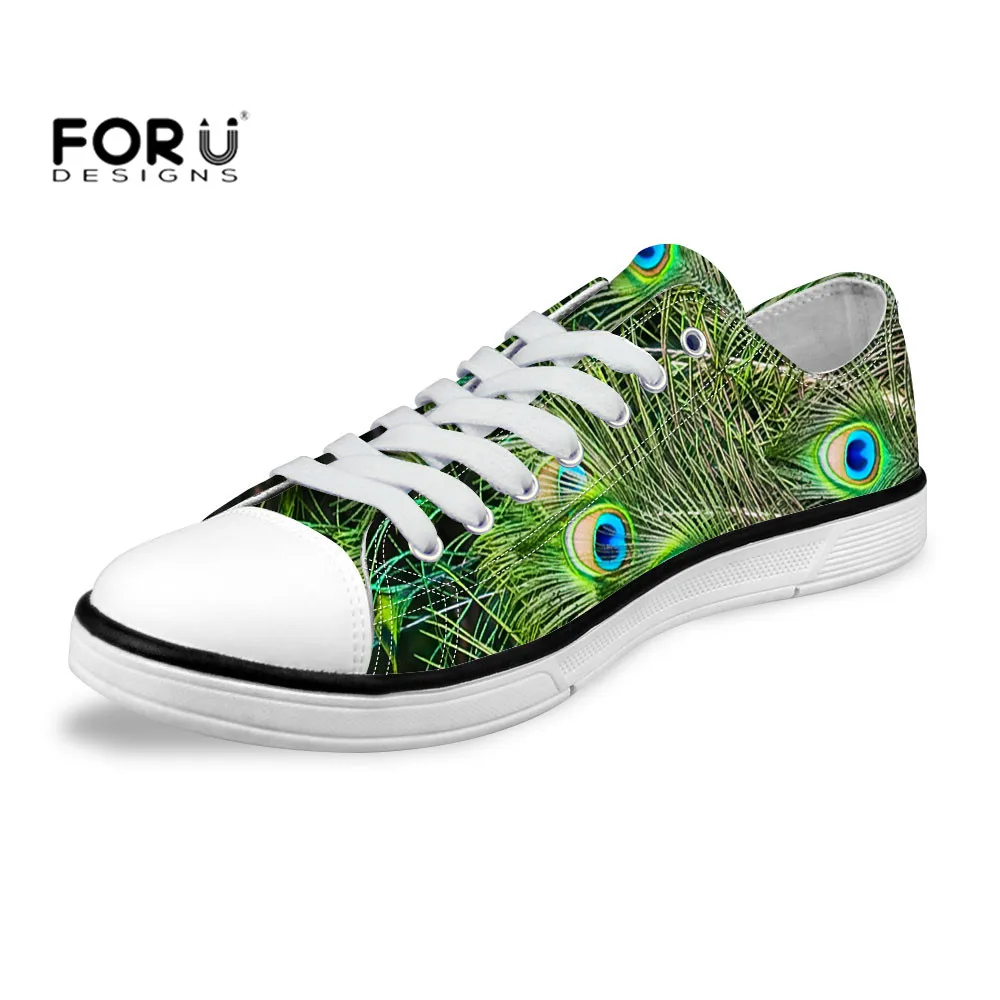 

FORUDESIGNS 3D Pretty Soft Feather Print Canvas Shoes Student Outdoor Walking Flat Shoes Comfortable Canvas Pantofi Plat Shoes