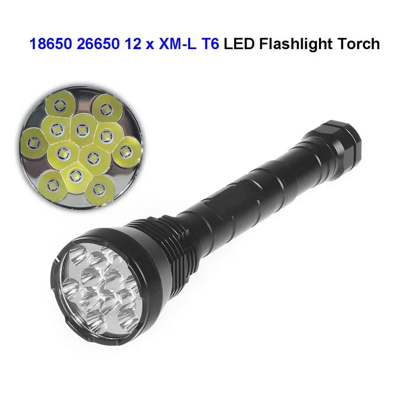 

5pcs High Light 18650 26650 12 x CREE XM-L T6 LED Torch LED Camping Flashlight 13000 Lumens Waterproof 5 Modes