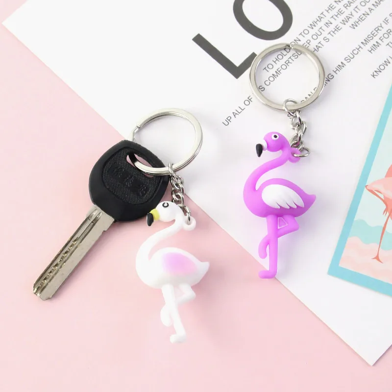 New Cute Flamingo Keychain Women Key Ring Gift Porte Clef Animal Key Chain