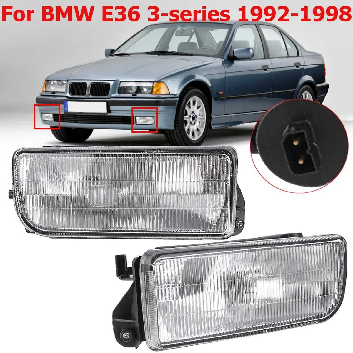 

For Bmw E36 1992 1993 1994 1995-1998 Front Bumper Fog Light H1 Base Without Bulbs Car-Detector Headlights Lens Lamp Car-Styling