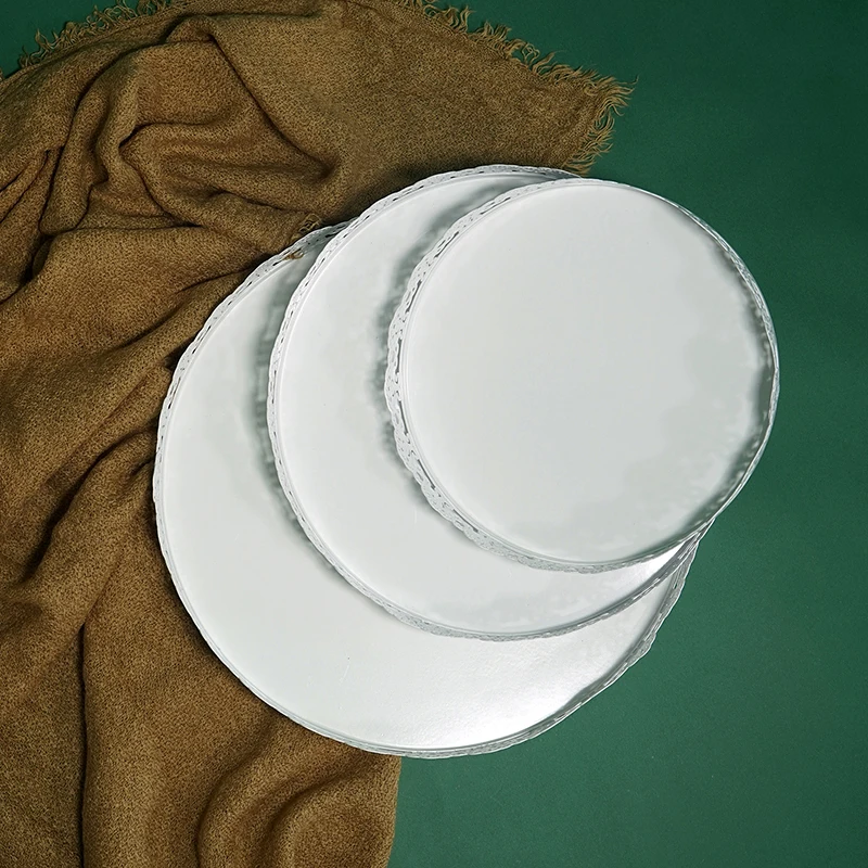  SWEETGO Lace edge cake tray high quality cupcake stand white metal plate for cake decorating tools 