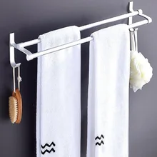 Bathroom Towel Rack Free Punch Space Aluminum Double Towel Bar Toilet Bathroom Hook Storage Shelf Wholesale Bathroom Towel Rack Free Punch Space Aluminum Double Towel Bar Toilet Bathroom Hook Storage Shelf Wholesale